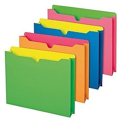 File Jacket-Expanding, Letter 2" Exp., Assorted Neon Colours - 49501