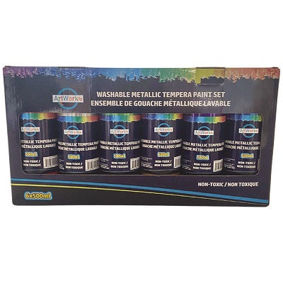 Paint-Tempera 500Ml Washable Metallic Paint 6/Set - 49550
