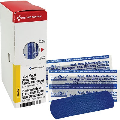 Bandages-First Aid Central, 1"X3" Blue Metal  25/Bx - 500011SC