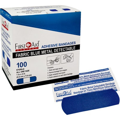Bandages-First Aid Central, 1"X3" Blue Metal 100/Box - 500013
