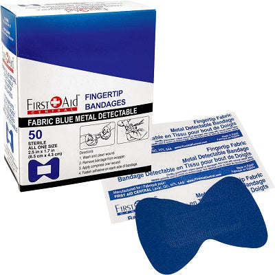 Bandages-First Aid Central Blue Metal, Fingertip 50/Box - 500024
