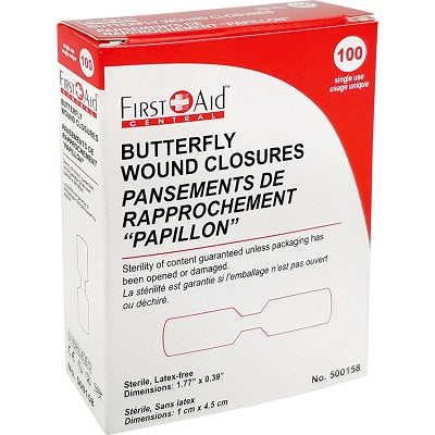 Bandages-Butterfly Wound Closure, 1.77" X 0.39", 100/Box - 500158