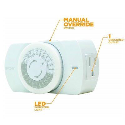 Timer-Indoor Heavy Duty, 24 Hour Mechanical, White - 50103WD