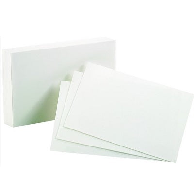 Index Cards-5X8 Plain, White 100/Pack - 50