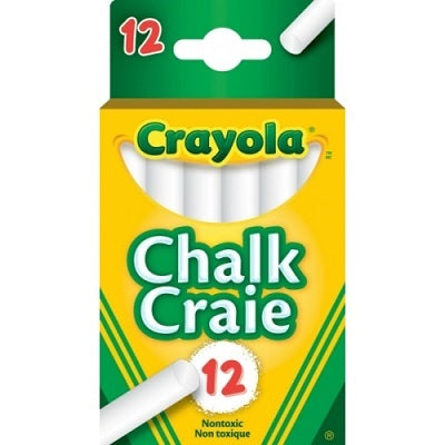 Chalk-Crayola, White 12 Sticks/Hang-Tab Box - 51-0312