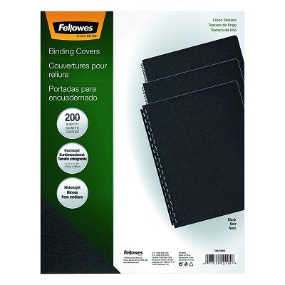 Binding Cover-Linen 8-3/4"X 11-1/4", Black 200/Pack - 52115