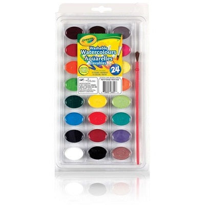 Paint-Watercolour 24, Oval Pan Colours With Brush - 53-2400