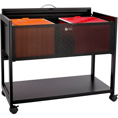 File Cart-Steel Mobile, Locking Top, Mesh, Black - 5353BL