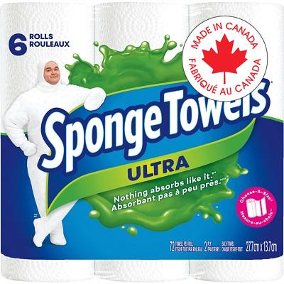Paper Towel-Spongetowels Ultra, Choose-A-Size 72 Sht 6/Pack - 53606
