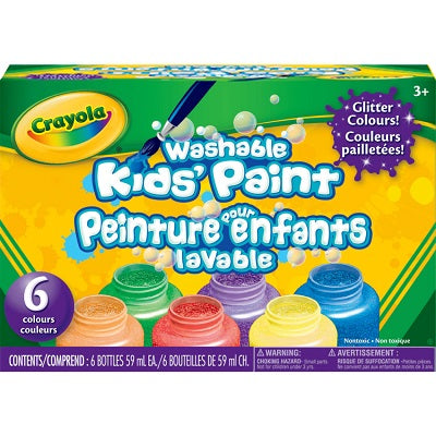 Paint-Crayola Washable, 6 Glitter Colours, 59Ml. Jars - 54-1216