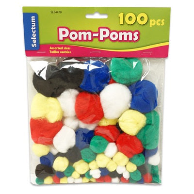 Pom Poms-Decorative, Assorted, 100/Pack - 54470