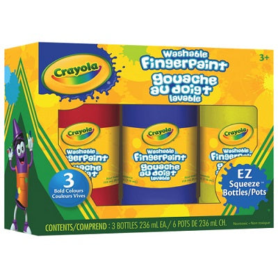 Paint-Crayola Washable Fingerpaint, 3 Colours 8 Oz. Assorted - 55-0355