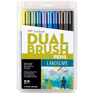 Brush Pen Set-Dual Tip, Landscape Palette, 10/Pack - 56169