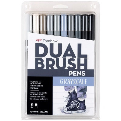 Brush Pen Set-Dual, Greyscale Palette, 10/Pack - 56171