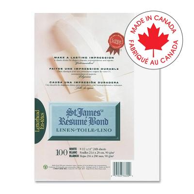 Paper-Resume Bond, Letterhead, Linen, White 100/Pack - 57246-76600