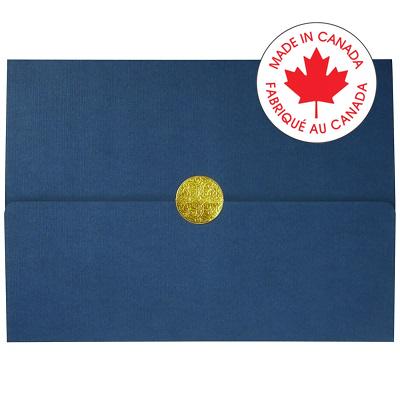 Certificate Holder Elite Medallion Fold, Blue Linen, Gold - 57246-83534