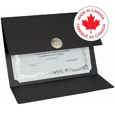 Certificate Holder-Elite Medallion Fold Black Linen, Silver - 57246-83566