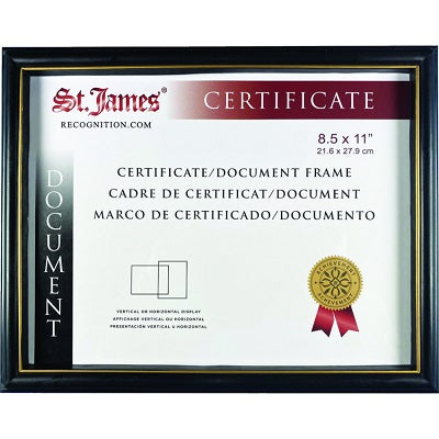 Frame-Diploma/Document, 8-1/2 X 11, Black W/ Gold Trim - 57246-83916