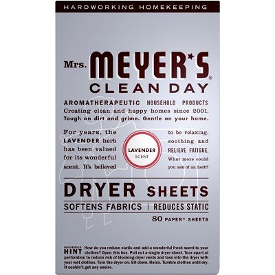 Dryer Sheets-Mrs Meyers Lavender 80 Sht/Box - 59200-70861