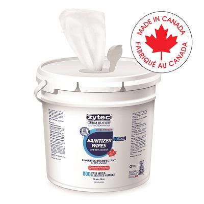 Sanitizing Wipes-Zytec Germ Buster, 80% Alcohol 800/Pail - 60480-01356