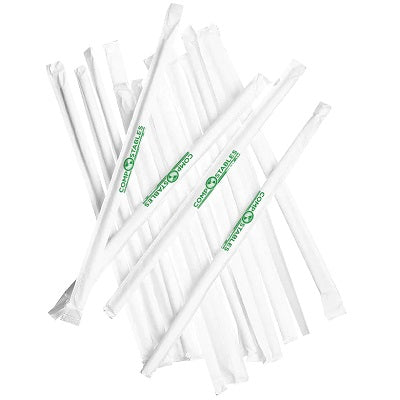 Straws-Compostable Straw 7.75" Wrapped, 250/Pack - 6095