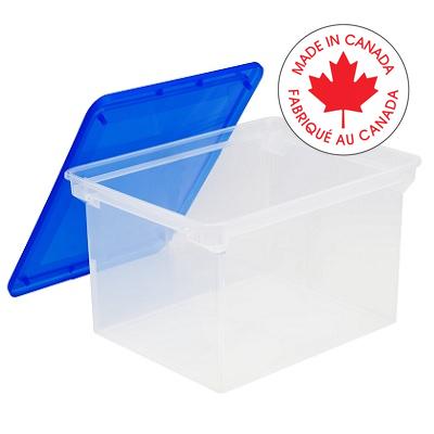 File Tote-Portable, Letter/Legal, Clear With Blue Lid - 61508B04C