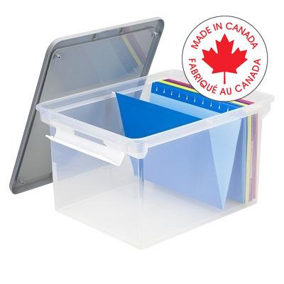 File Tote-Locking, Letter/Legal, Clear/Silver Lid - 61530B04C