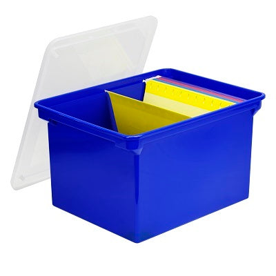 File Tote-Letter/Legal, Blue With Clear Lid - 61542B04C