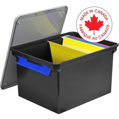File Tote-Locking, Letter/Legal, Black/Silver Lid - 61543B04C