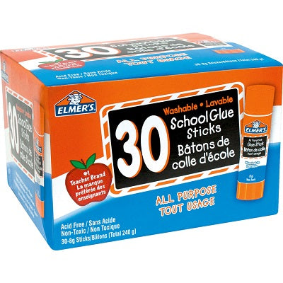 Glue Stick-Washable, Elmer'S School Glue 8G, 30/Box - 61550-60556