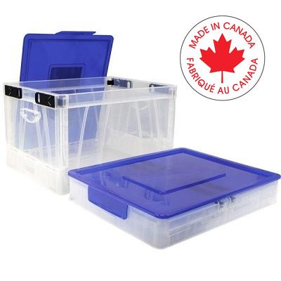 File Crate-Collapsible Letter/Legal, Clear/Blue Lid - 61819B04C