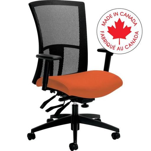 Chair-Multi-Tilter Vion Mesh High Back, Fusion Tangerine - 6321-3 FU71 BLK AS CX A9 QS ST
