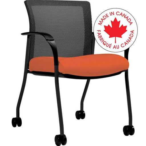 Chair-Guest, Vion Mesh Low Back, Casters, Fusion Tangerine - 6325C FU71 BLKTBL82A9STST