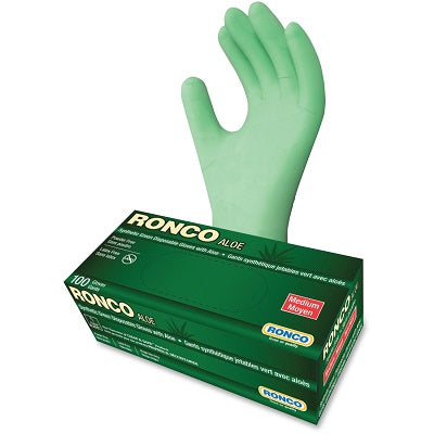 Gloves-Aloe Synthetic, Green Medium 100/Box - 637M