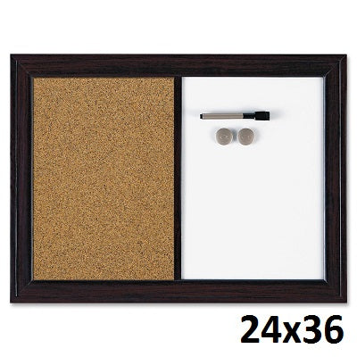 Combo Board-Espresso 24"X36" Dry Erase/Cork Board - 64474-15517