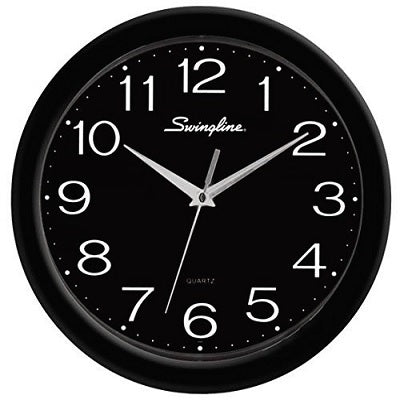 Clock-12" Round, Fashion, Black Face & Frame - 64474-23001