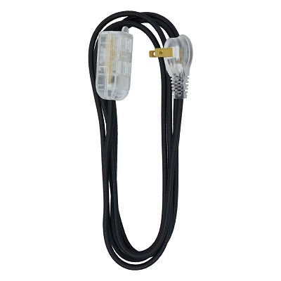 Extension Cord-Décor Series 8', Indoor 16/2 Stp, Black - 64598001