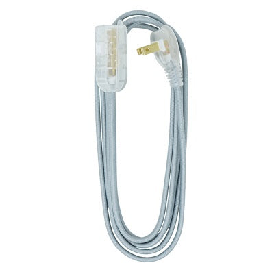 Extension Cord-Décor Series 8', Indoor 16/2 Stp, Light Gray - 64598101