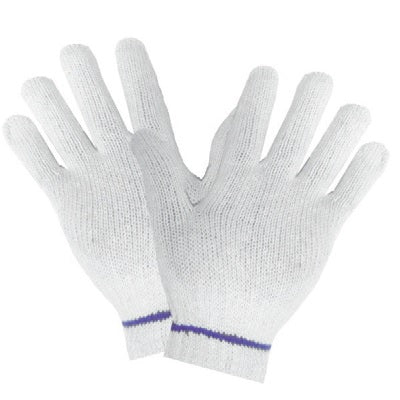Gloves-Poly/Cotton Blue Line String Knit, Medium, 12/Pack - 65-010-08