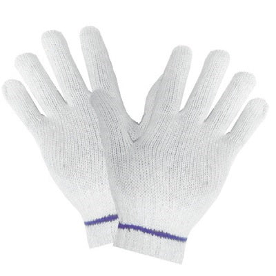Gloves-Poly/Cotton Blue Line String Knit, Large 12/Pack - 65-010-09