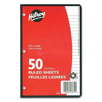Binder Paper-8-3/8X5-7/16 Ruled 50 Sheets/Pack - 65800-05851