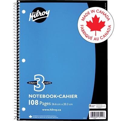 Notebook-Coil, 3-Subject 10.5X8 108 Page 3-Hole, Light Blue - 65800-06361