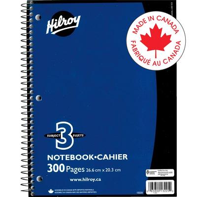 Notebook-Coil, 3-Subject 10.5X8 300 Page 3-Hole, Blue - 65800-06371