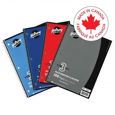 Notebook-Coil, 3-Subject 10.5X8 108 Page 3-Hole, Assorted - 65800-13111