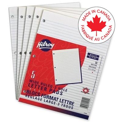 Figuring Pad-Letter Wide Ruled, 3-Hole 96 Sheets --5/Pack - 65800-51254