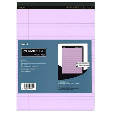 Writing Pad-Perfed, Letter Cambridge 50 Sheet Orchid 3/Pack - 65800-59810