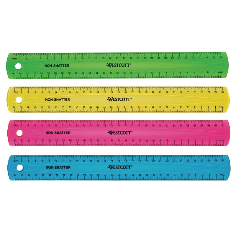 Ruler-12"/30Cm Non-Shatter, Neon Assorted - 65956-14381