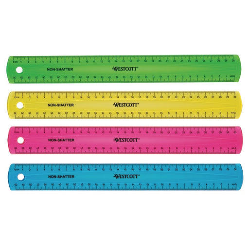 Ruler-12"/30Cm Non-Shatter, Neon Assorted - 65956-14381