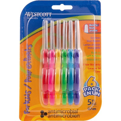 Scissors-Antimicrobial 5" Kids Blunt, Assorted 6/Pk - 65956-16454
