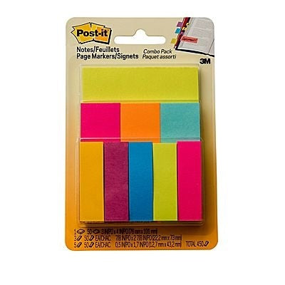 Page Markers/Notes-Post-It Combo, Assorted Sizes And Colours - 670-COMBO